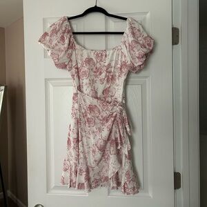 Trixxi Floral Mini Dress - Pink and White
